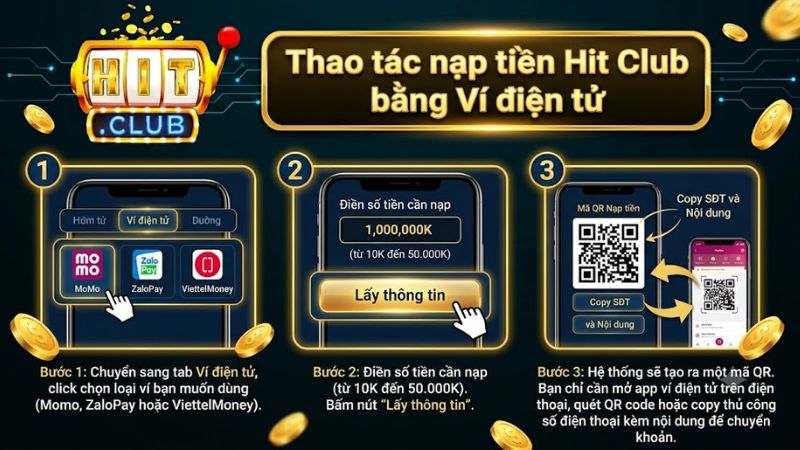 Các bước nạp tiền Hit Club bằng ví điện tử Momo, ZaloPay nhanh chóng Các bước nạp tiền Hit Club bằng ví điện tử Momo, ZaloPay nhanh chóng