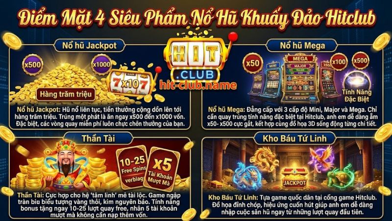 Các tựa game nổ hũ hot nhất với giải Jackpot khủng tại Hitclub Các tựa game nổ hũ hot nhất với giải Jackpot khủng tại Hitclub